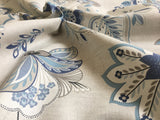 Vorhangstoff Blumen hellblau