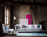Blumenstoff für Sofa in purpur