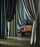 hellblauer Satin Gardinenstoff