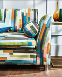 Grafischer Satin Couchstoff in bunten Farben